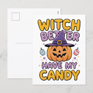 Bäst att ha mitt godis - Cute Kawaii Halloween Helg Vykort