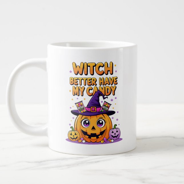 Bäst att ha mitt godis - Cute Kawaii Halloween Jumbo Mugg (Vänster)