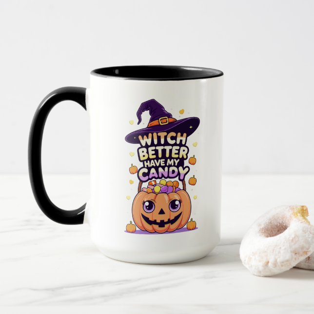 Bäst att ha mitt godis - Cute Kawaii Halloween Mugg (Med munk)