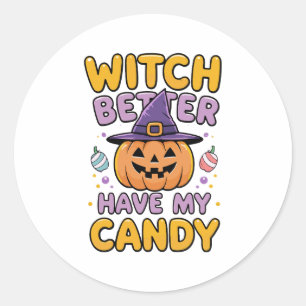 Bäst att ha mitt godis - Cute Kawaii Halloween Runt Klistermärke