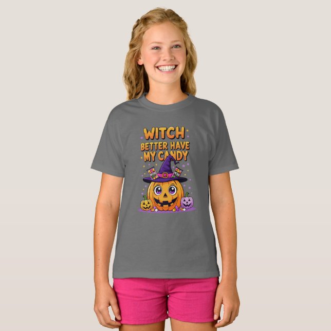 Bäst att ha mitt godis - Cute Kawaii Halloween T Shirt (Hel framsida)