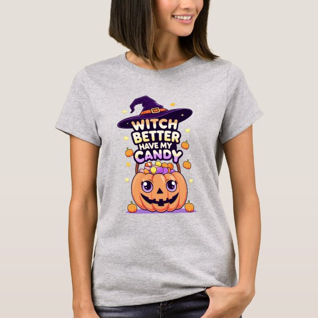 Bäst att ha mitt godis - Cute Kawaii Halloween T Shirt (Framsida)