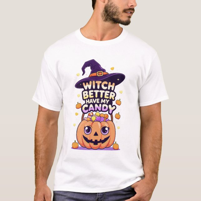 Bäst att ha mitt godis - Cute Kawaii Halloween T Shirt (Framsida)