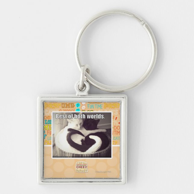 Bäst av båda världar fyrkantig silverfärgad nyckelring (Framsidan)