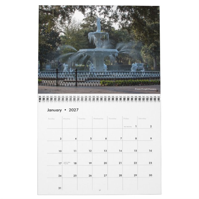 Bäst av savannahen, Georgia kalender (Jan 2027)