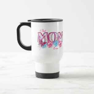 Bäst blåa blommor och fjäril för mamma någonsin resemugg