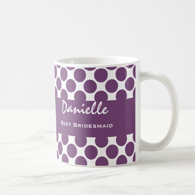 Bäst BRUDTÄRNA med PURPURFÄRGAD VITpolka dots V18 Kaffemugg (Höger)