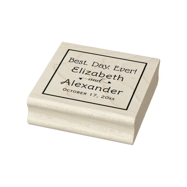 Bäst. Dag. Aldrig! Bride Groom Namn Typography Stämpel (Stämpel)