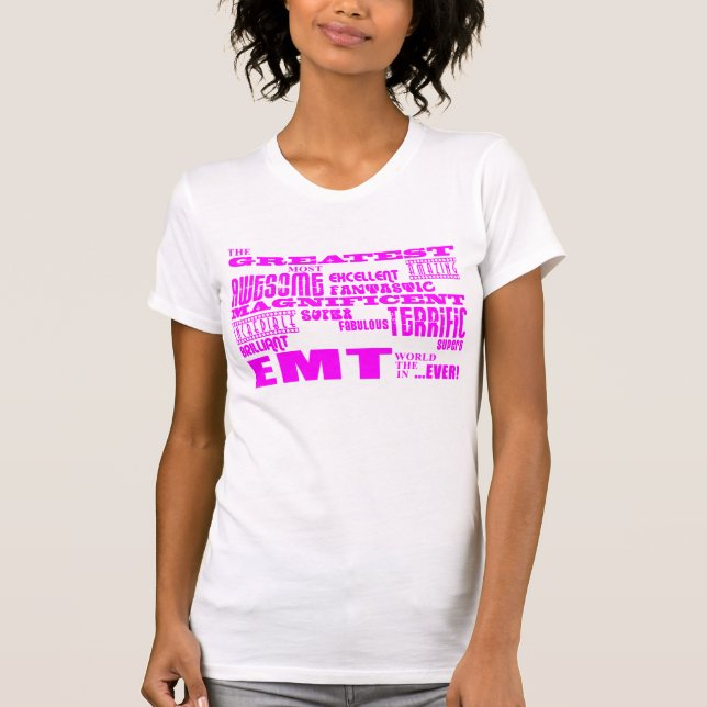 Bäst flickor EMTs: Rosa största EMT T-shirt (Framsida)