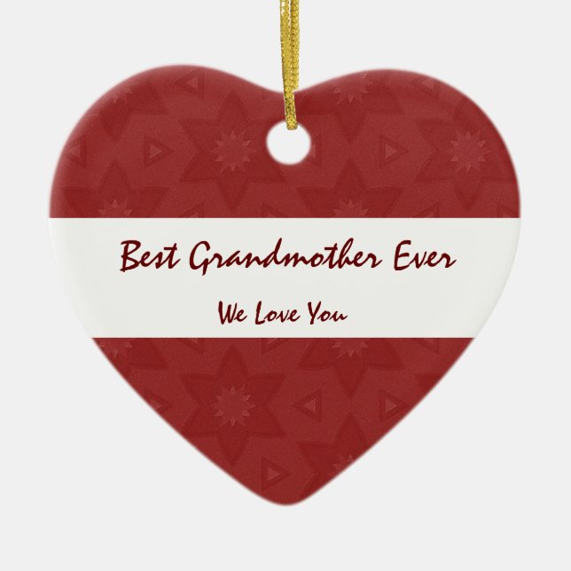 Bäst för farmor kärlek någonsin dig röda julgransprydnad keramik (Framsidan)