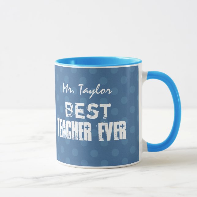 Bäst för lärare beställnings- blåttpolka dots mugg (Höger)