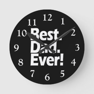 Bäst för pappa utropsvart någonsin/vitfars dag rund klocka
