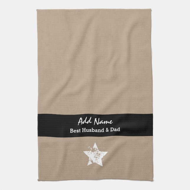 Bäst för solbrännasvart för make och för pappa kökshandduk (Vertikal)