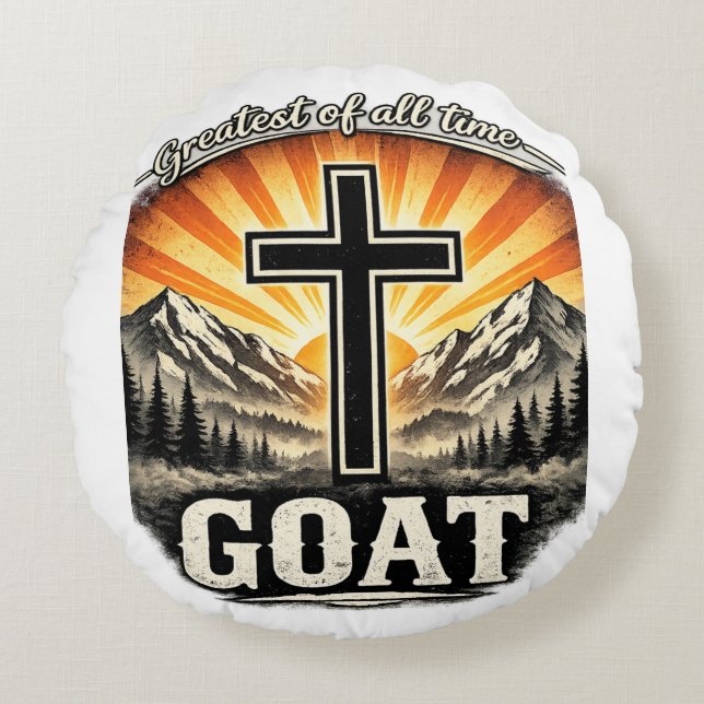 Bäst genom tiderna (GOAT) – Kristet kors gjort Rund Kudde (Framsidan)