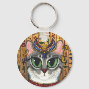 Bast Goddess, Egyptian Bastet Cat Art Keychain Nyckelring
