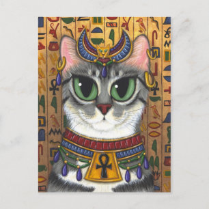 Bast Goddess Egyptian Bastet Cat Art Postcard Vykort