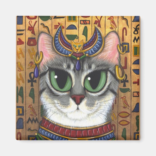 Bast Goddess, egyptiska Bastet Cat Art Magnet (Framsidan)