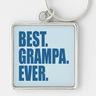 Bäst. Grampa. Aldrig. (blå) Fyrkantig Silverfärgad Nyckelring