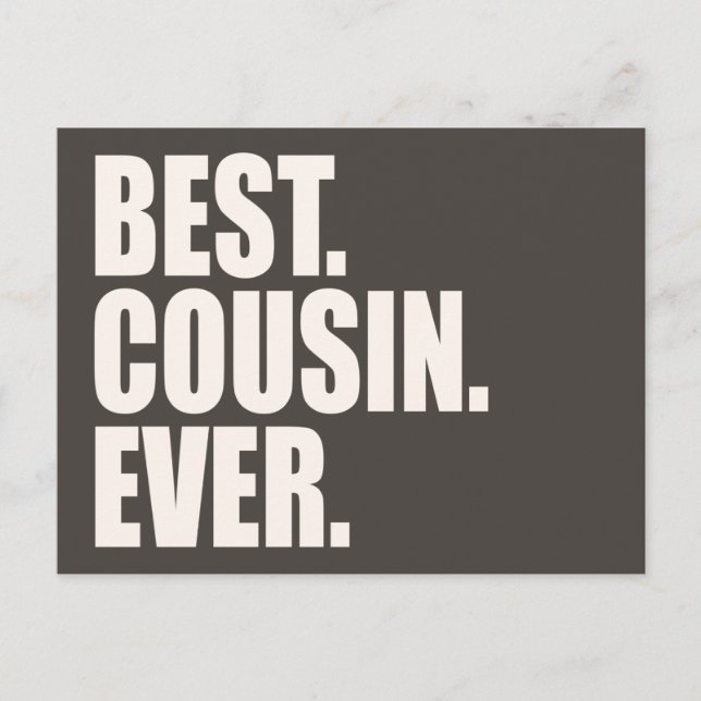 Bäst. Kumsin. Aldrig. Vykort (Framsida)