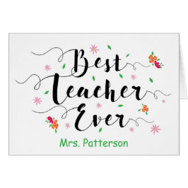 Bäst lärare någonsin, med blommor hälsningskort
