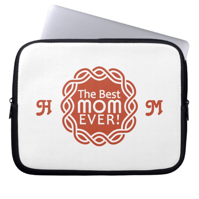 BÄST MAMMA anpassningsbar monogram laptop sleeve (Framsidan)