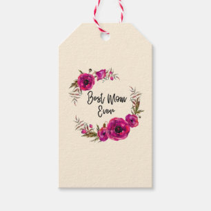 Bäst mamma för rosa Fuchsia blom- vallmokran Presentetikett