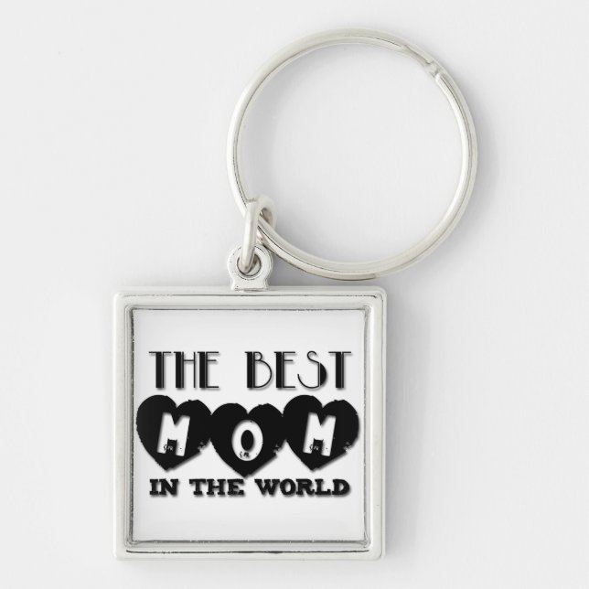 Bäst mamma i världsmors dag S Keychain Fyrkantig Silverfärgad Nyckelring (Framsidan)