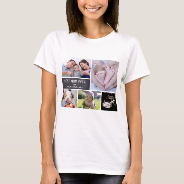 Bäst mamma någonsin! PersonligfotoCollage T Shirt (Framsida)