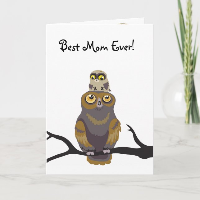 Bäst mamma någonsin! Ugglamors dagkort Kort (Framsida)