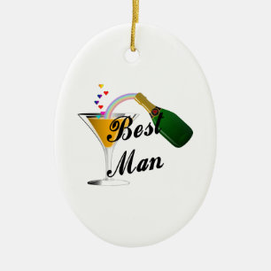 Bäst manchampagnerostat bröd julgransprydnad keramik