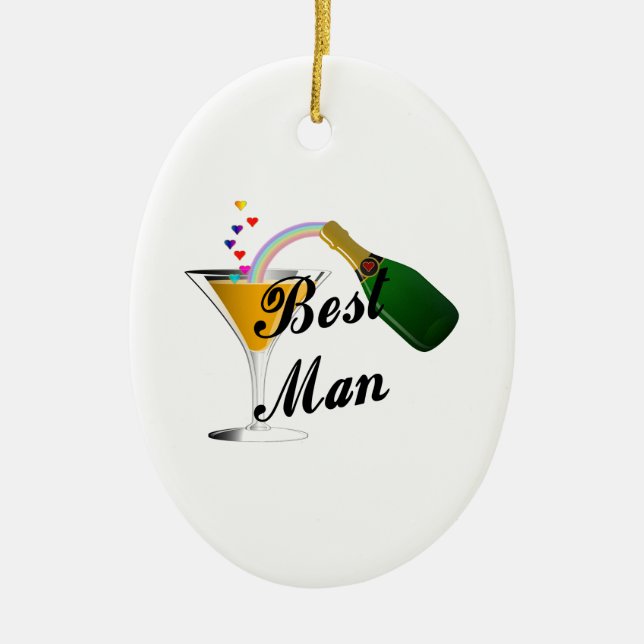 Bäst manchampagnerostat bröd julgransprydnad keramik (Framsidan)