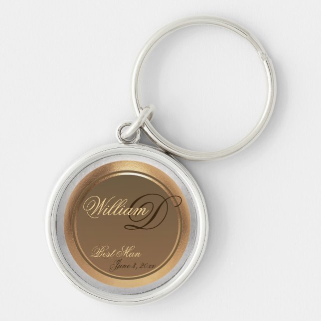 Bäst manminnessak Keychain för anpassade Rund Silverfärgad Nyckelring (Framsidan)