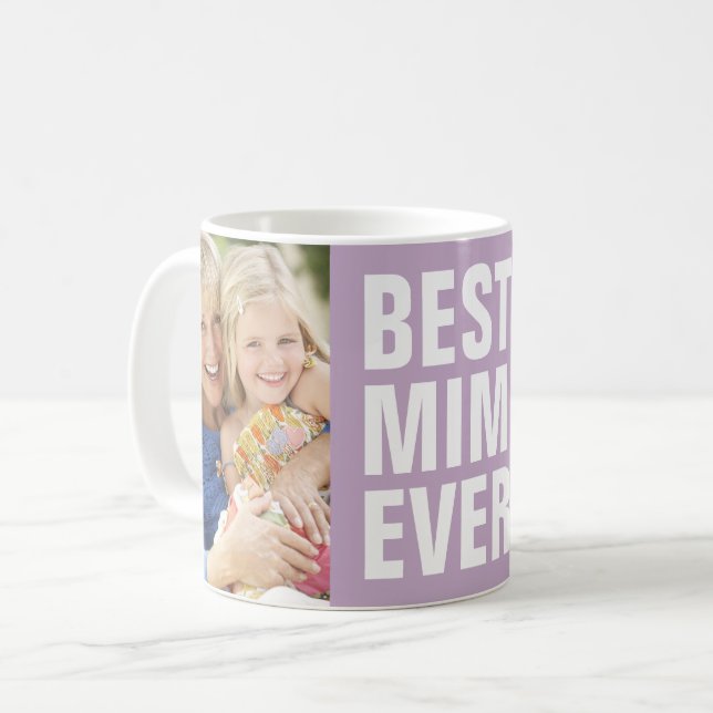 Bäst. Mimi. Aldrig. Mors dag 2-fotokaffe Mugg (Framsida vänster)