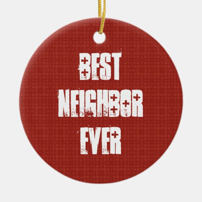 Bäst någonsin rött GRANN och vitgåvaidé Julgransprydnad Keramik (Framsidan)