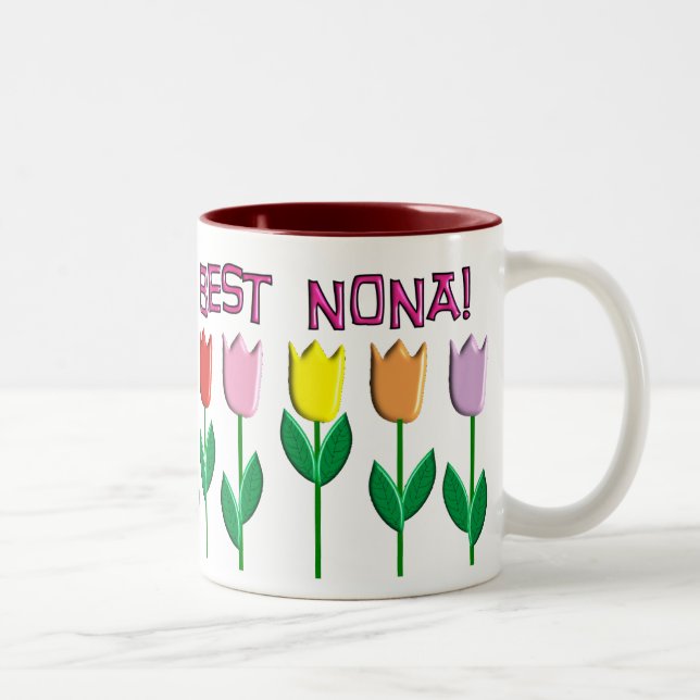 Bäst Nona-tulpandesign Två-Tonad Mugg (Höger)