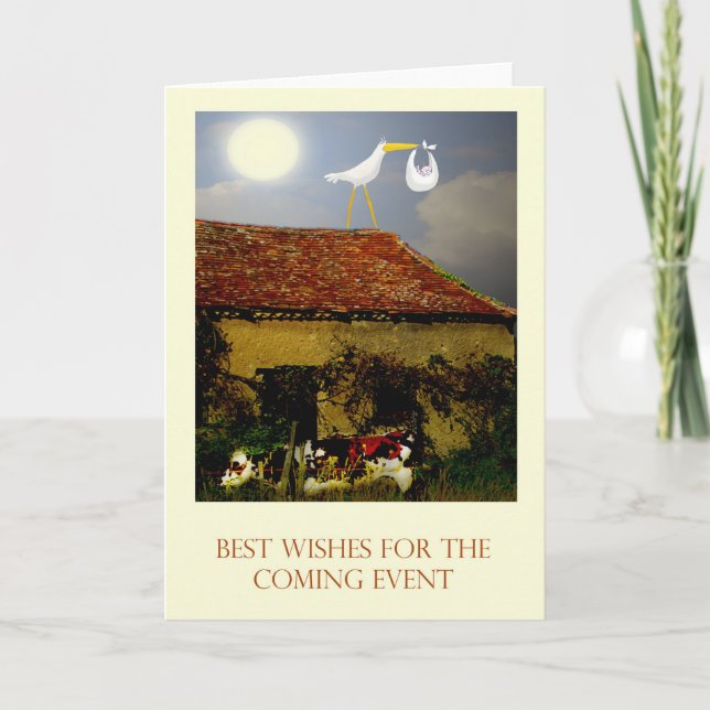 Bäst önskemål för moderskaplämnor, stork, bebis, kort (Framsida)