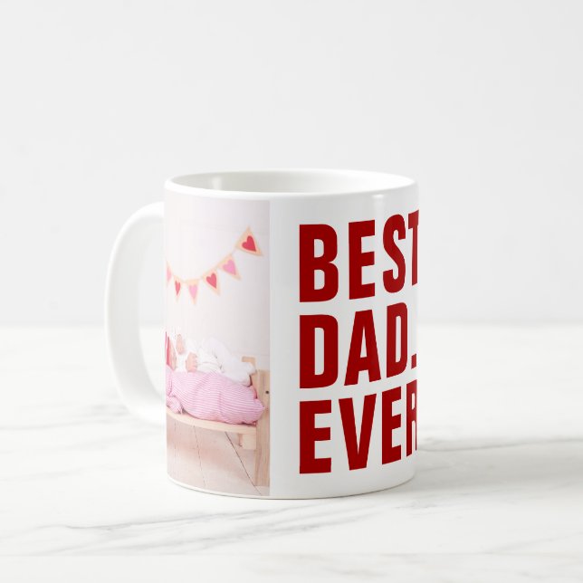 Bäst. Pappa. Aldrig. Alla hjärtans dag 2 Foto Kaffemugg (Framsida vänster)