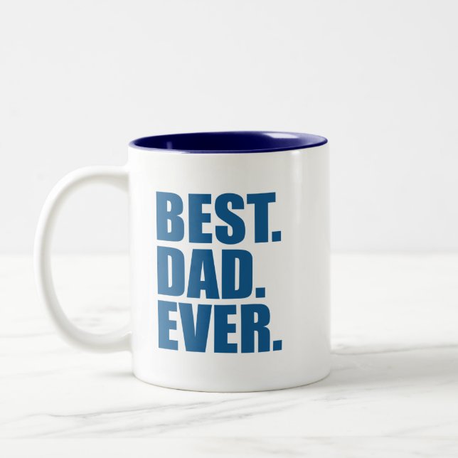 Bäst. Pappa. Aldrig.(blå) Två-Tonad Mugg (Vänster)