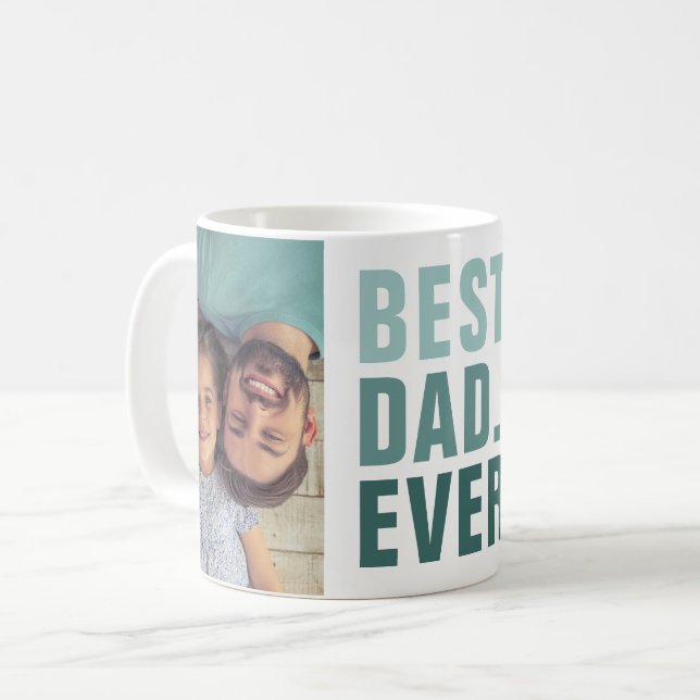 Bäst. Pappa. Aldrig. Fars dag 2-fotokaffe Mugg (Framsida vänster)