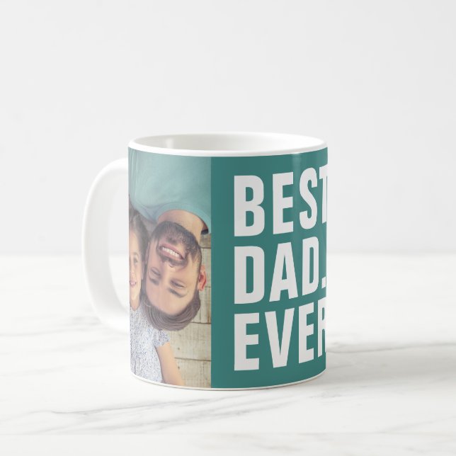 Bäst. Pappa. Aldrig. Fars dag 2-fotokaffe Mugg (Framsida vänster)