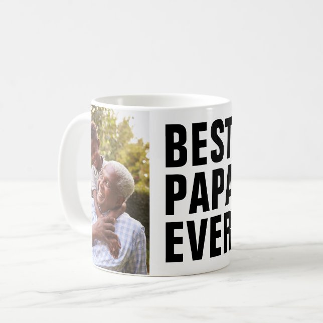 Bäst. Pappa. Aldrig. Fars dag 2-fotokaffe Mugg (Framsida vänster)