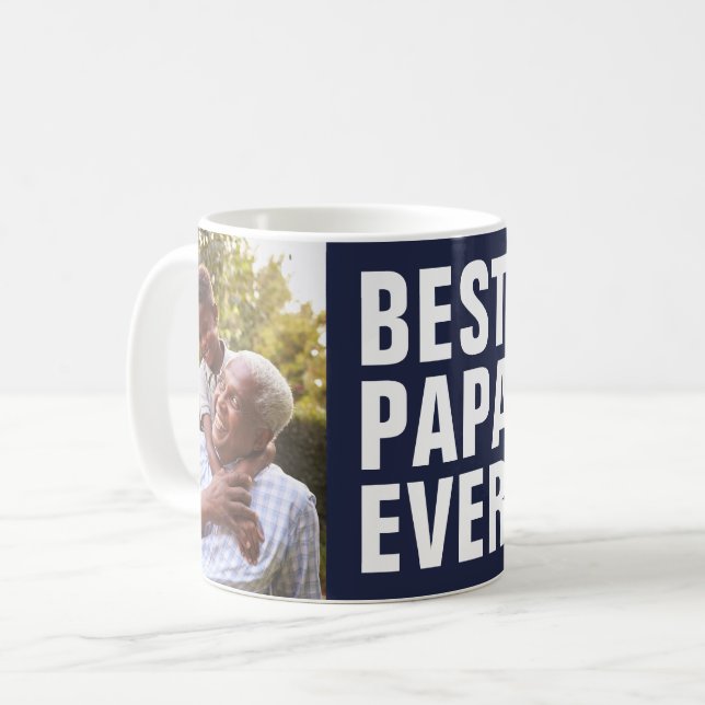 Bäst. Pappa. Aldrig. Fars dag 2-fotokaffe Mugg (Framsida vänster)