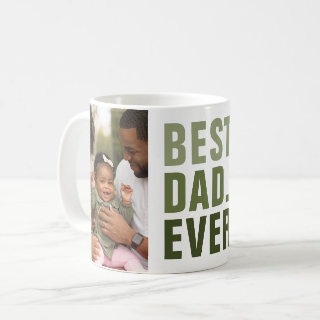 Bäst. Pappa. Aldrig. Fars dag 2-fotokaffe Mugg (Framsida vänster)