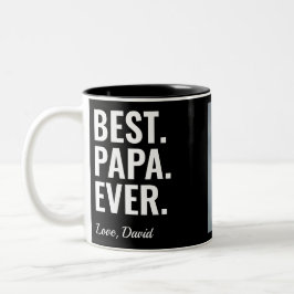 Bäst. Pappa. Aldrig. Fars dag-fototvåtonsladdning Två-Tonad Mugg