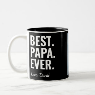 Bäst. Pappa. Aldrig. Fars dag-fototvåtonsladdning Två-Tonad Mugg