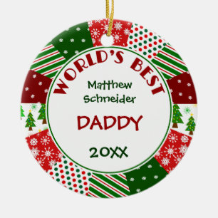 BÄST PAPPA eller några namnjulgåva Julgransprydnad Keramik