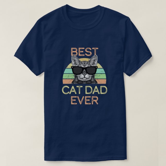 Bäst Retro roliga manar för kattpappa någonsin T Shirt (Design framsida)