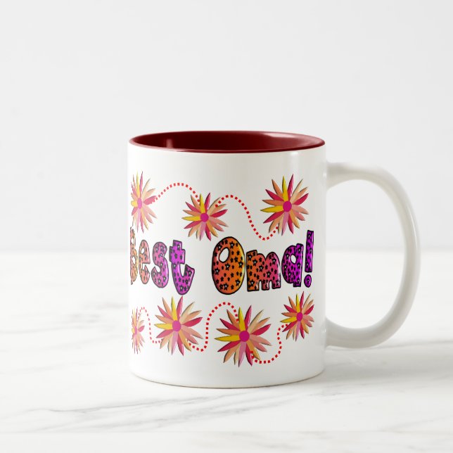 Bäst ROSA ORANGEBLOMMOR för OMA Två-Tonad Mugg (Höger)