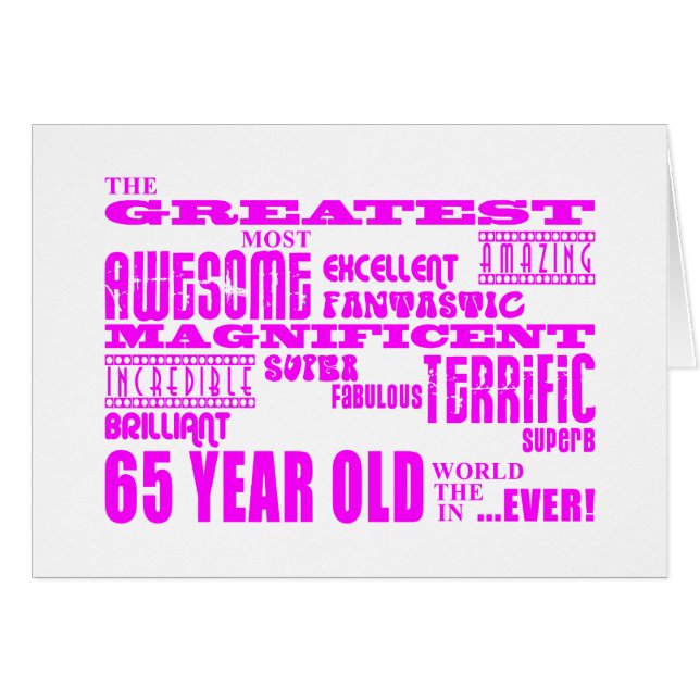 Bäst sextio femåringflickor: Rosa största 65 Hälsningskort (Framsidan Horizontal)