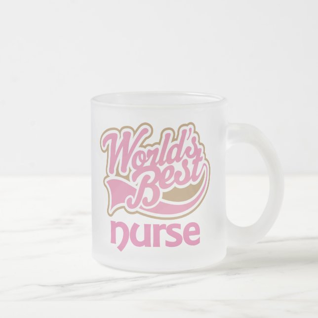 Bäst sjuksköterska för gulliga rosa världar frostad glasmugg (Höger)